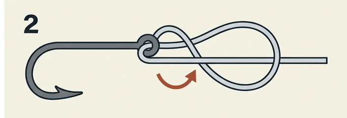 Step 2 of the uni knot
