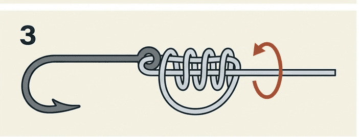 Step 3 of the uni knot