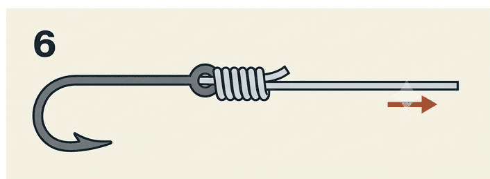 Step 6 of the uni knot
